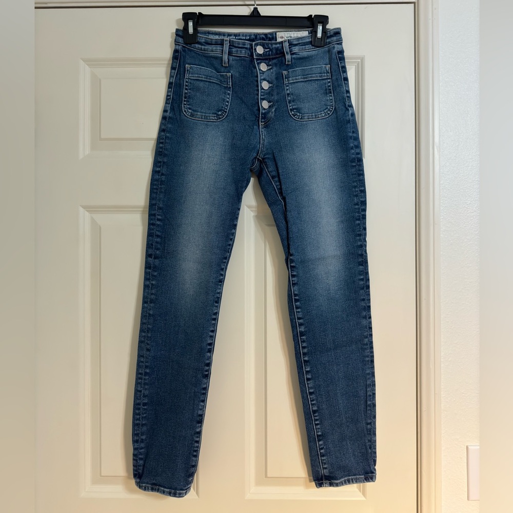 AG x Anthropologie Vintage Stevie Ankle Button Up Straight Ankle Jean size 27R